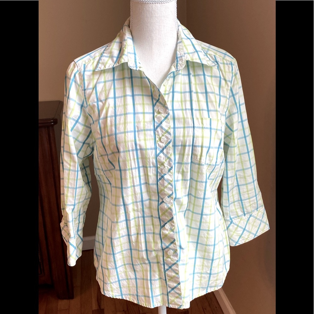 Lilly Pulitzer Plaid Button Down Farmhouse Style Shirt Size 6
